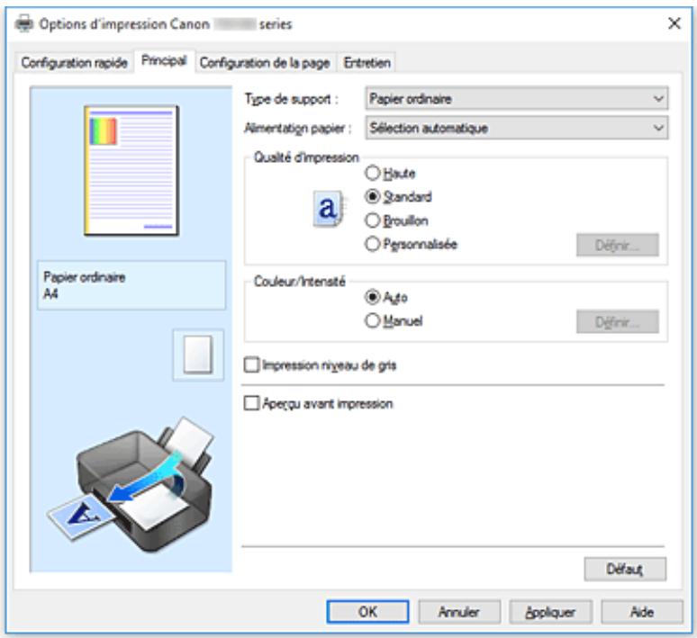 CANON PiXMA TR8550 - Description de l'onglet principal - 1