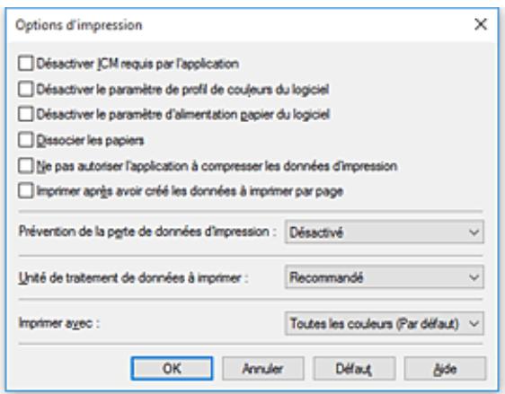 CANON PiXMA TR8550 - Changement des options d'impression - 2