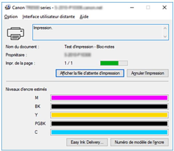 CANON PiXMA TR8550 - Lancement de l'écran d'état canon IJ - 2