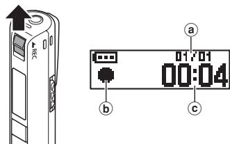 OLYMPUS VP-10 - Faites glisser le commutateur REC dans le sens de la flèche pour démarrer l'enregistrement. - 1