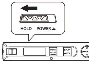 OLYMPUS VP-10 - Faites glisser le commutateur power/hold en position [HOLD]. - 1