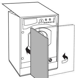 HOTPOINT-ARISTON CAWD 129 - Application du panneau d'habillage en bois sur la porte et montage du machine à laver à l'intérieur des éléments: - 4