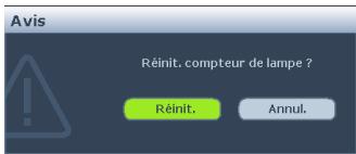 BENQ W1100 - Réinitialiser le compteur de la lampe - 1