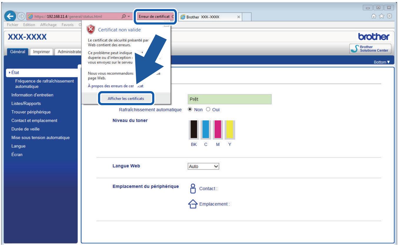 BROTHER NC - Installer le certificat auto-signé pour les utilisateurs windows® munis de droits d'administration - 2