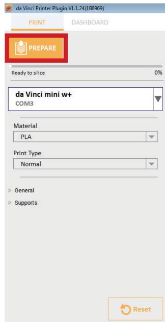 XYZ PRINTING 35DDA VINCI MINI PLUS - Cliquez "préparer l'impression" pour effectuer le découpage. - 1