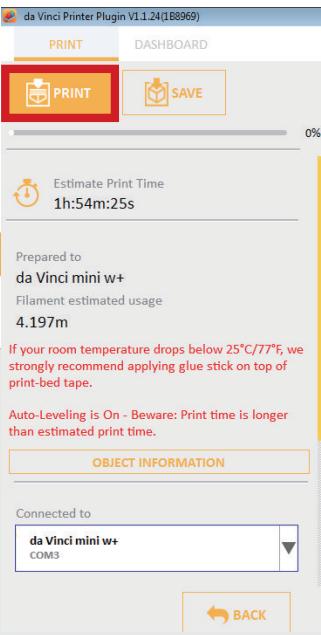 XYZ PRINTING 35DDA VINCI MINI PLUS - Cliquez "préparer l'impression" pour effectuer le découpage. - 2