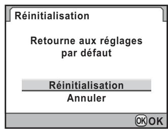 PENTAX K7+DA 18-55MM WR - Appuyez sur le bouton de navigation (▲) pour sélectionner [réinitialisation] puis appuyez sur le bouton OK. - 1