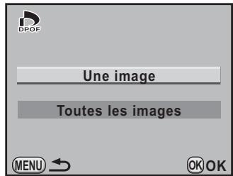 PENTAX K7+DA 18-55MM WR - Utilisez le bouton de navigation (▲▼▲▶) pour sélectionner DPOF) et appuyez sur le bouton OK. - 1