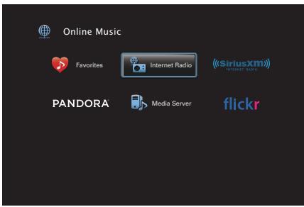 DENON AVRX7200WA - Utilisez △▽◀▷ pour sélectionner “Internet Radio”, puis appuyez sur ENTER. - 1