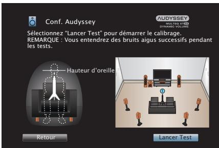 DENON AVRX7200WA - Lorsque l'écran suivant est affiché, sélectionnez "Lancer Test" puis appuyez sur ENTER. - 1