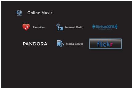 DENON AVRX7200WA - Utilisez △▽◀▷ pour sélectionner “Flickr”, puis appuyez sur ENTER. - 1