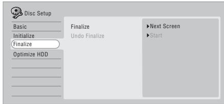 PIONEER DVR-630HS - Sélectionnez 'finalize'. - 1
