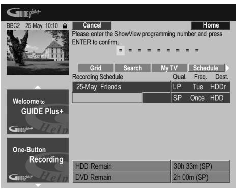 PIONEER DVR-630HS - Appuyez sur la touche d'action ROUGE (ShowView). - 1