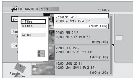 PIONEER DVR-630HS - Utilisation des touches ↑/↓ pour sélectionner 'style', 'sort order' ou 'genre', puis appuyez sur ENTER pour connaître les options d'affichage disponibles. - 1