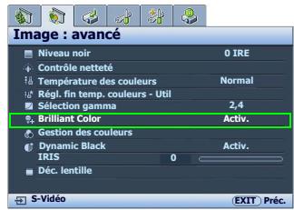 BENQ W500 - Ajustement de brilliant color - 1