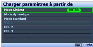 BENQ W500 - Configuration du mode util. 1/util. 2/util. 3 - 2