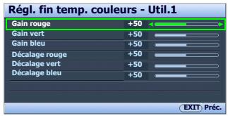 BENQ W500 - Réglage d'une température des couleurs préférée - 1