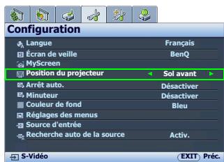 BENQ W500 - Pour régler la position du projecteur : - 1