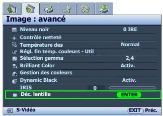 BENQ W500 - Décalage de l'objectif de projection - 1