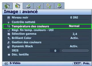 BENQ W500 - Sélection d'une température des couleurs - 1