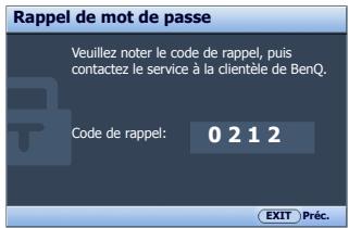 BENQ W500 - Oubli du mot de passe - 5