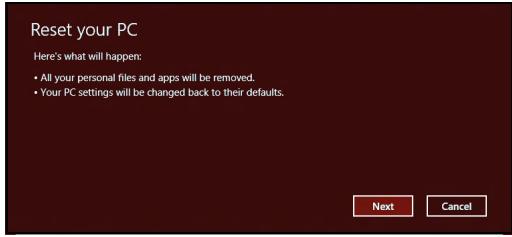 PACKARD BELL EASYN ENLG71BM-CO5U - Réinitialiser votre PC effacera tous les fichiers sur votre disque dur. - 1