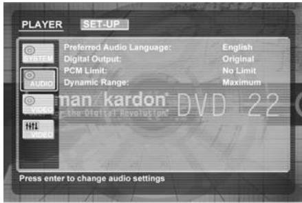 HARMAN KARDON DVD 22 - Réglages audio - 1