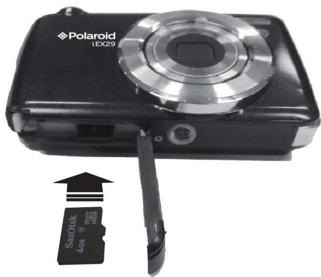 POLAROID iEX29 - Installation de la carte mémoire - 1