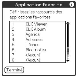 SONY PEG-TG50 - Création d'une application favorite (raccourci) - 1
