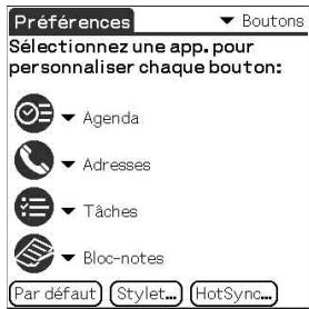 SONY PEG-TG50 - Frappez la flèche▼ en haut à droite de l'écran préférences et sélectionnez boutons. - 1