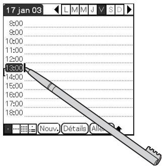SONY PEG-TG50 - Frappez la ligne temporelle sur l'écran agenda. - 1