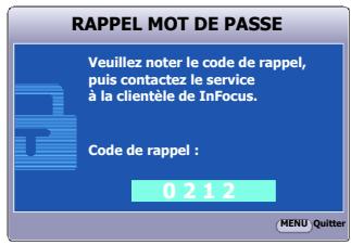 INFOCUS X17 - Procédure de rappel de mot de passe - 1