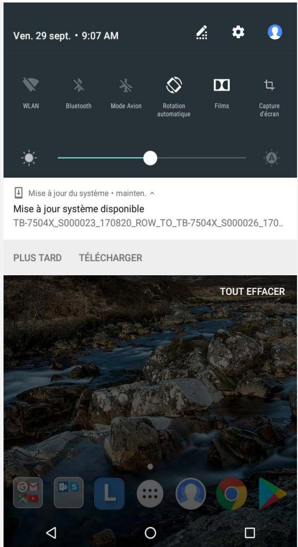 LENOVO TB-7504F - Notifications et paramètres rapides - 1