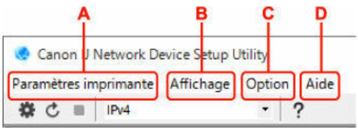 CANON G550 - Menu de l'écran canon IJ network device setup utility - 1