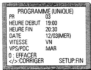 PROLINE DVCR 100 S - Révision de la programmation - modification et effacement - 2