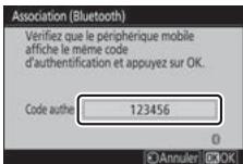 NIKON Z 61I - Appareil photo/périphérique android : vérifie que l'appareil photo et le périphérique android affichent le même code d'authentication. - 2