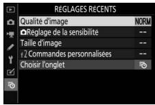 NIKON Z 61I - Comment les rubriques sont-elles ajoutées aux [Réglages Récents] ? - 1