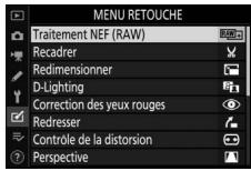 NIKON Z 61I - Sélectionnez [traitement NEF (RAW)] dans le menu retouche. - 1