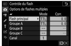 NIKON Z 61I - : Modifiez l'intensité des flashes et choisissez le canal et le mode de contrôle. - 1