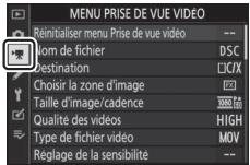 NIKON Z 61I - Menu prise de vue vidéo : options de prise de vue vidéo - 1
