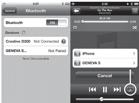 GENEVA S WIRELESS NOIR LAQ - Comment faire pour que les réglages Bluetooth resemblement à ceux de l'iPhone? - 1