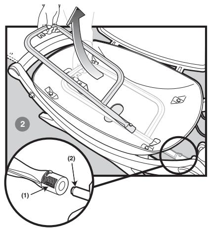 WEBER Q100 GAZ 386053 - Attention: les ouvertures de brûleur (1) doivent être correctement positionnées au-dessus des orifices du robinet (2). - 2