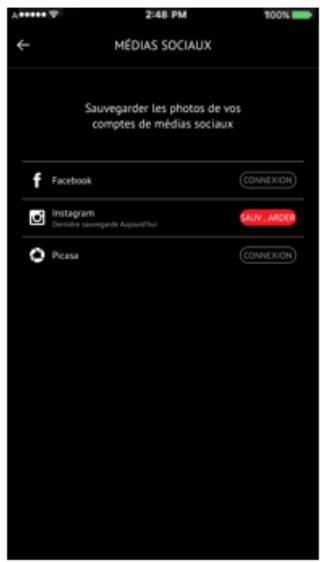 MÉDIAS SOCIAUX Sauvegarder les photos de vos comptes de médias sociaux Facebook Instagram Picasa CONNEXION DAUV ARDER CONNEXION