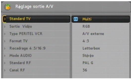 CGV PREMIO SATCO - Réglage sortie A/V - 1