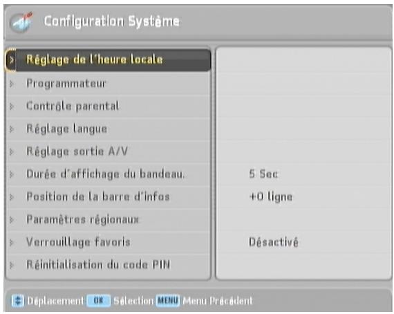 CGV PREMIO SATCO - Sous-menu 'Configuration Systeme' - 1