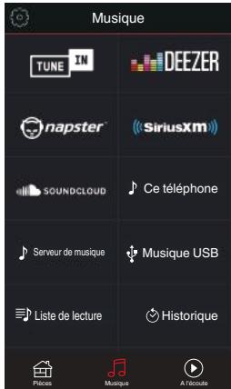 DENON DRA-800H - Appuyez sur l'onglet "Musique" pour sélectionner une source musicale. - 2