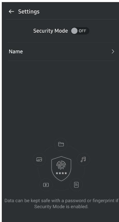 SAMSUNG SSDEXTERNE TZ TOUCH - Écran Paramètres - 1