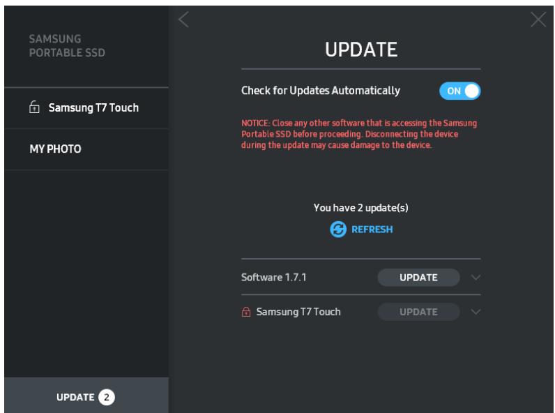 SAMSUNG SSDEXTERNE TZ TOUCH - Mise à jour du logiciel et du microcode du produit - 2