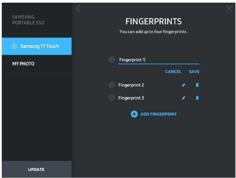 SAMSUNG SSDEXTERNE TZ TOUCH - - Paramètres de sécurité par empeinte - 8