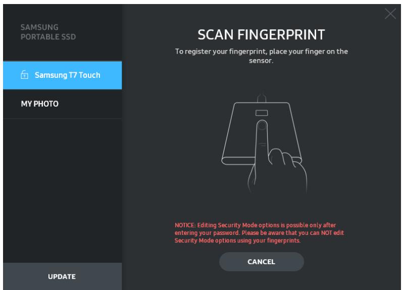 SAMSUNG SSDEXTERNE TZ TOUCH - - Paramètres de sécurité par empeinte - 5